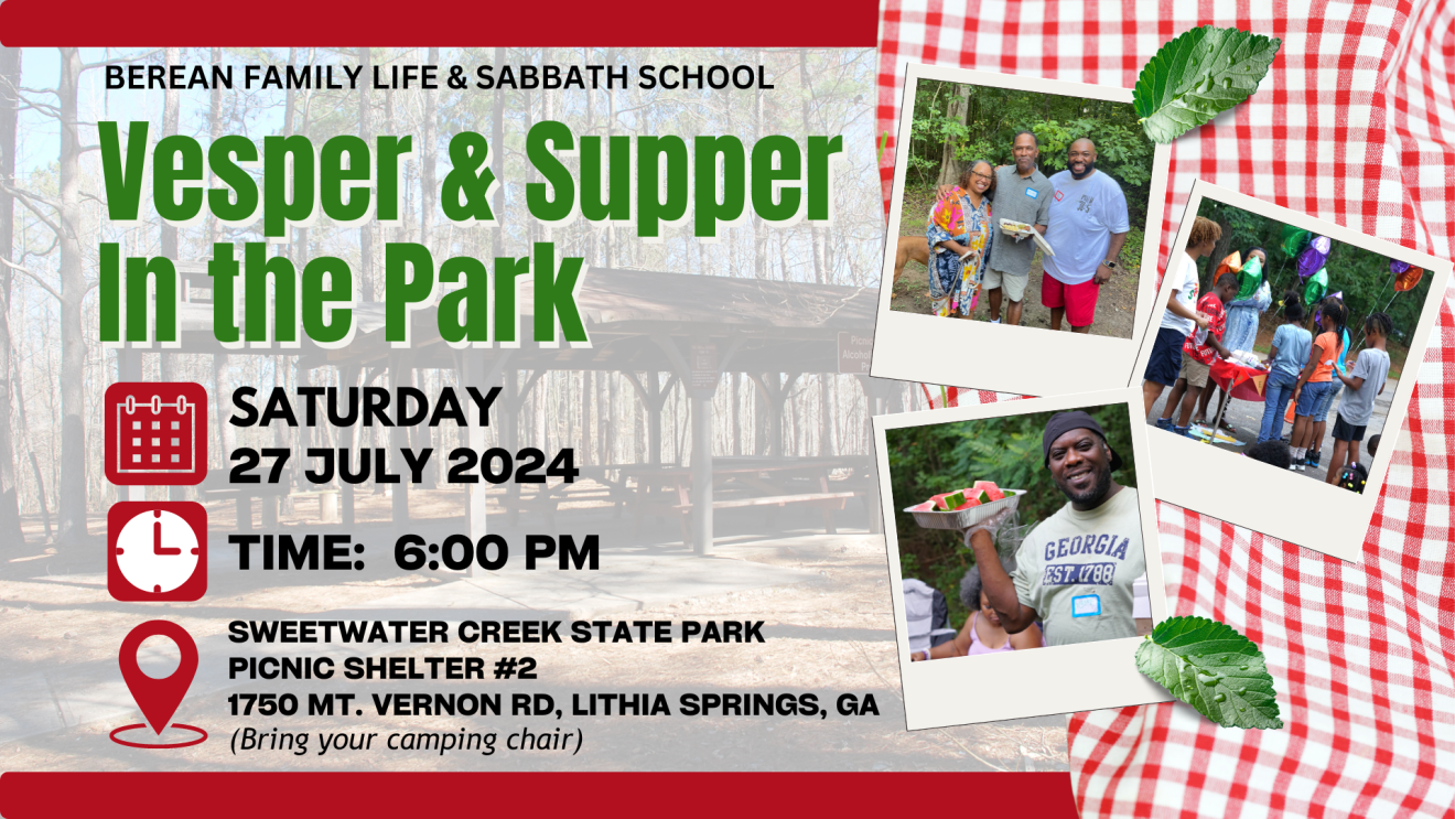 Vesper and Supper in the Park | Saturday July 27th at 6:00 pm