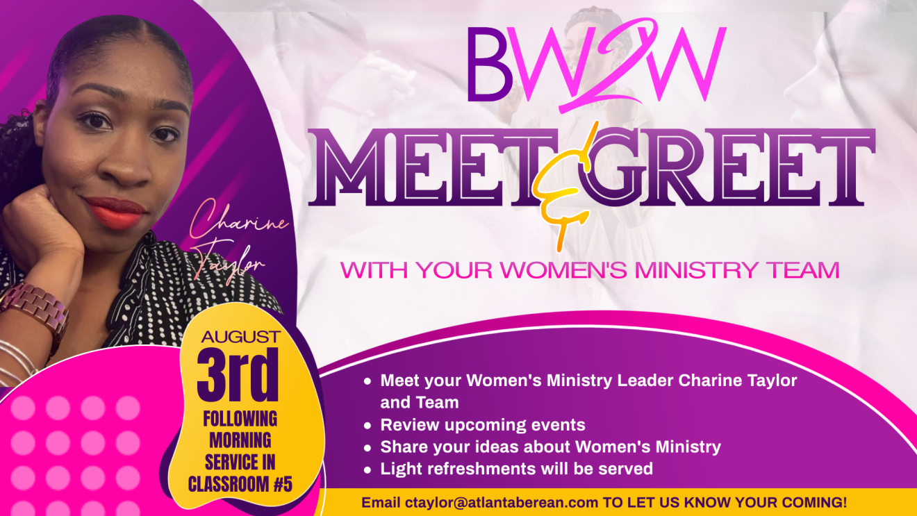 BW2W Women's Ministry Meet & Greet | Sabbath August 3rd