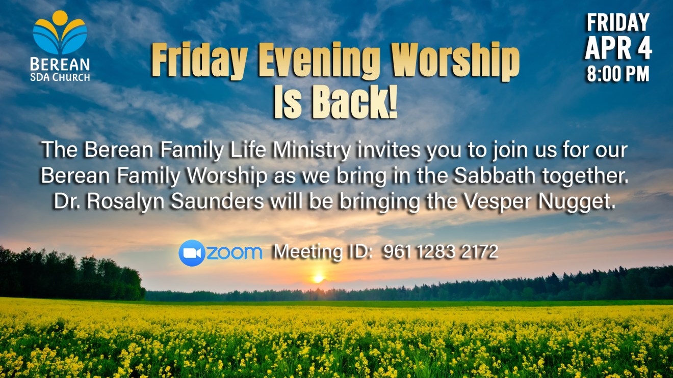 Friday Evening Worship is Back! | Friday, April 4th @ 8:00 PM