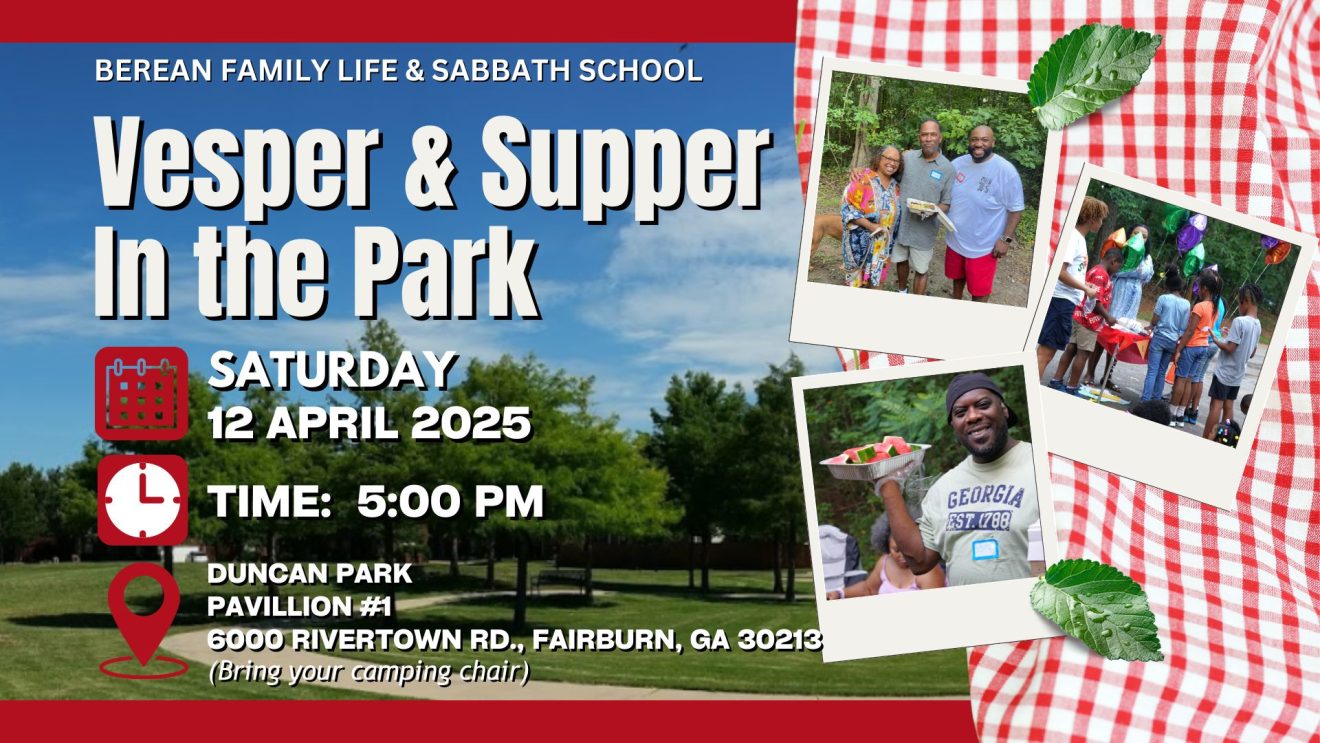 Vesper & Supper in the Park | Saturday April 12th @ 5:00 pm