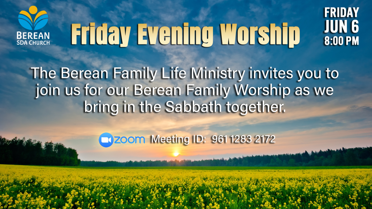 Family Life Ministries Friday Evening Vesper Service | Friday, June 6th @ 8:00 PM